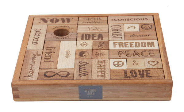 Wooden Story Peace & Love Blocks 29p