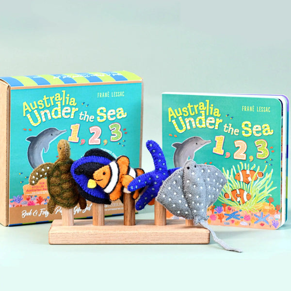 Australia Under The Sea 1,2,3 Book & Finger Puppet Set