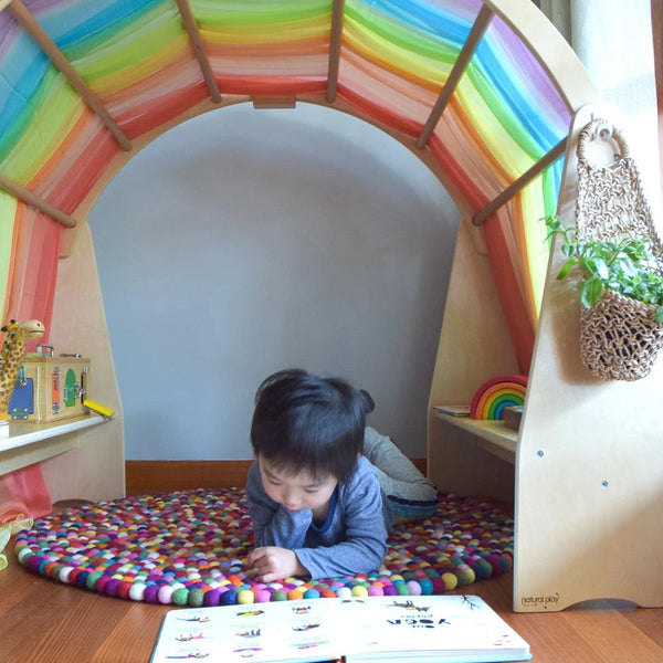 Felt Ball Rug -Rainbow Colour 100cm