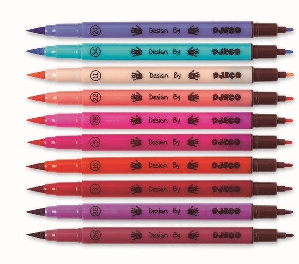 Djeco Felt Tip Brush Pens- Pinks