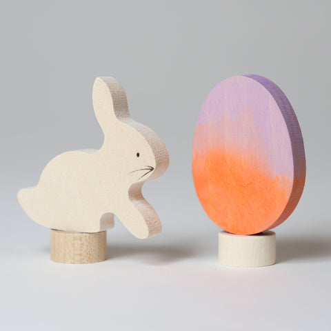 Grimm's Easter Decorations-Rabbit & Egg-Orange Set