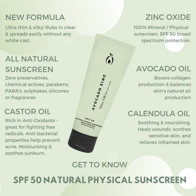 Avocado Zinc SPF 50 Physical Sunscreen