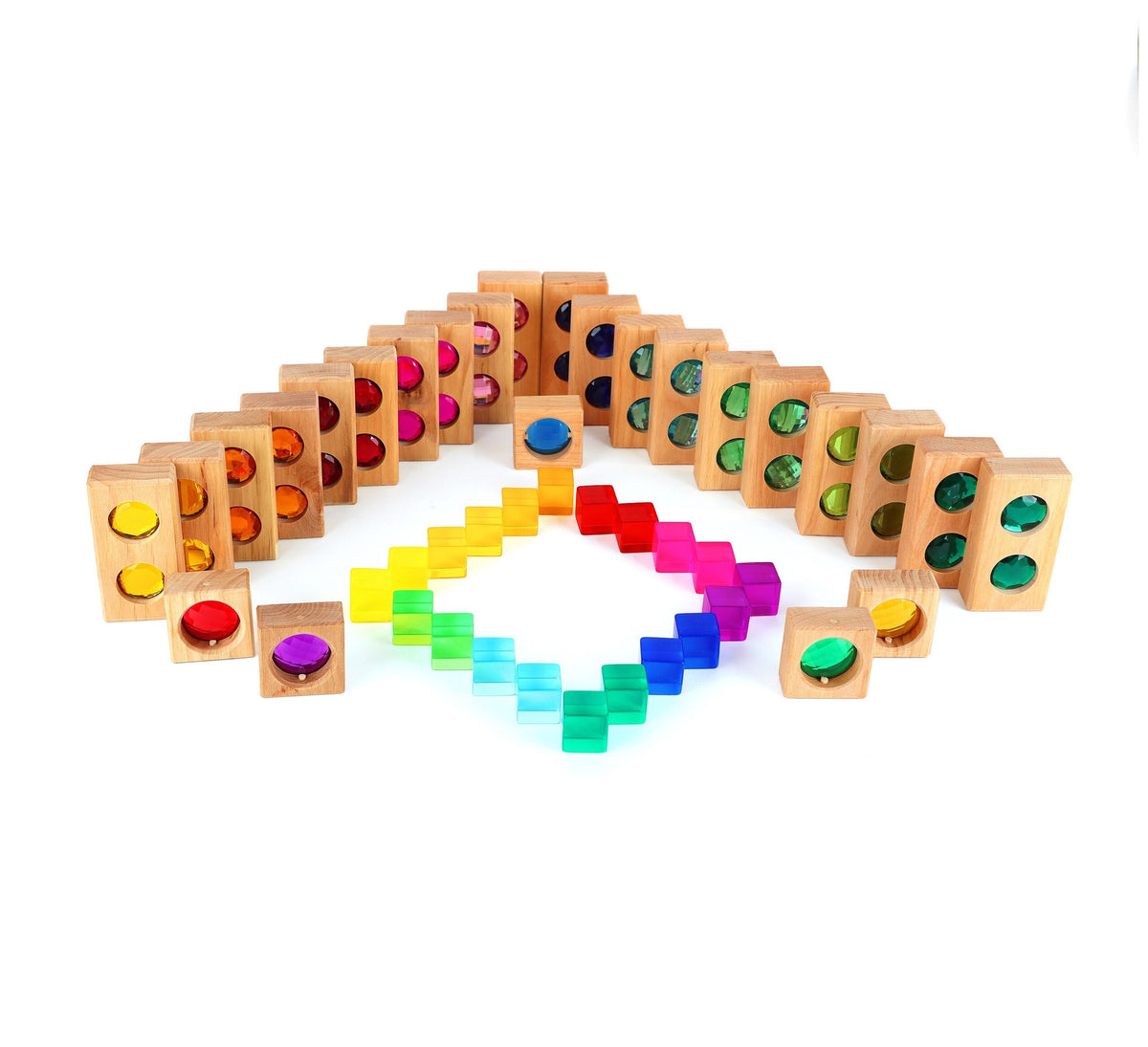 Bauspiel Colour Track Blocks 45p with Translucent Cubes – Play to Learn