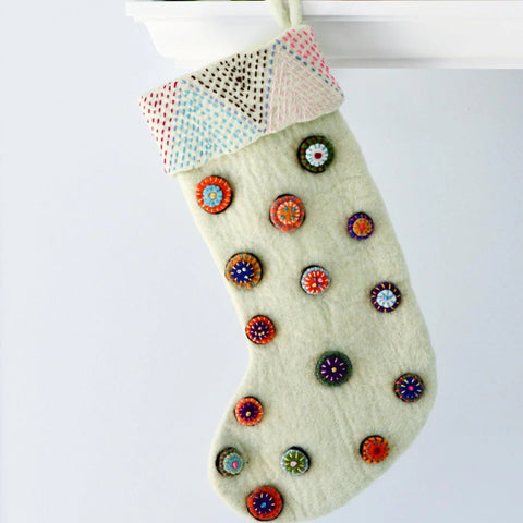 Felt Christmas Stocking-Buttons