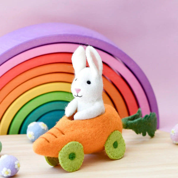 Felt Rabbit with Carrot Car