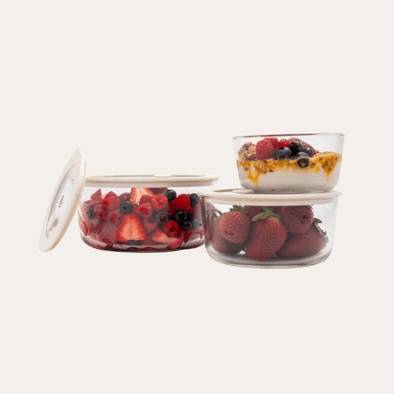 Seed & Sprout Glass Food Containers Round Mixed 3 pk