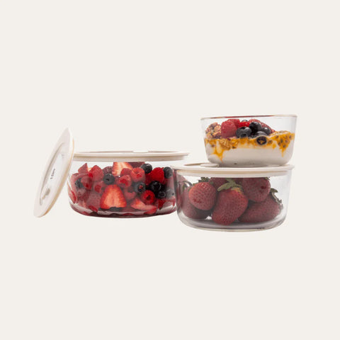 Seed & Sprout Glass Food Containers Round Mixed 3 pk