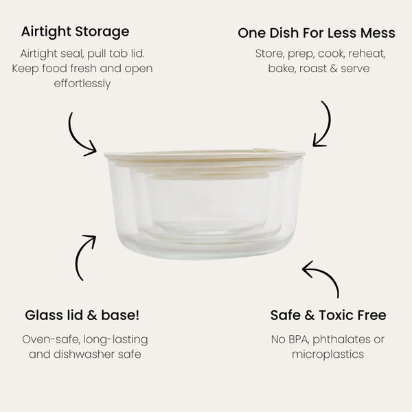 Seed & Sprout Glass Food Containers Round Mixed 3 pk