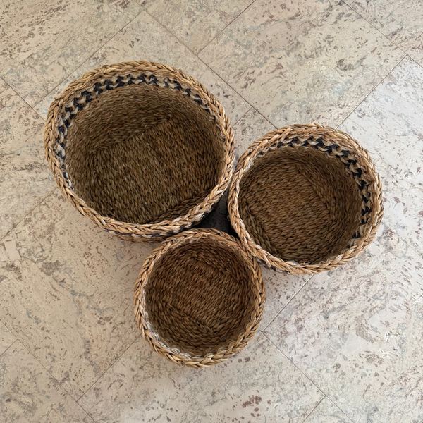 Set of 3 Holga/Jute Basket Round
