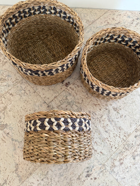 Set of 3 Holga/Jute Basket Round