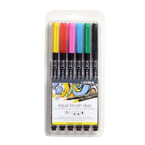 Lyra Aqua Brush Duo Set of 6 Primary Colour Marker Pens
