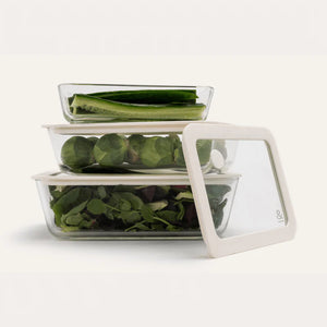 Seed & Sprout Glass Food Containers Rectangle Mixed 3 pk
