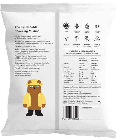 Serious Food Serious Popcorn Sea Salt 18g
