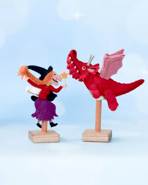 Finger Puppet Wooden Stand Short Single 1 Rod