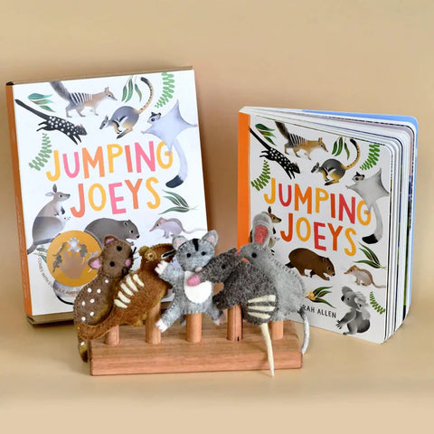 Felt Jumping Joeys Finger Puppets & Book Set