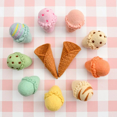 Felt Ice Cream Set with Waffle Cones