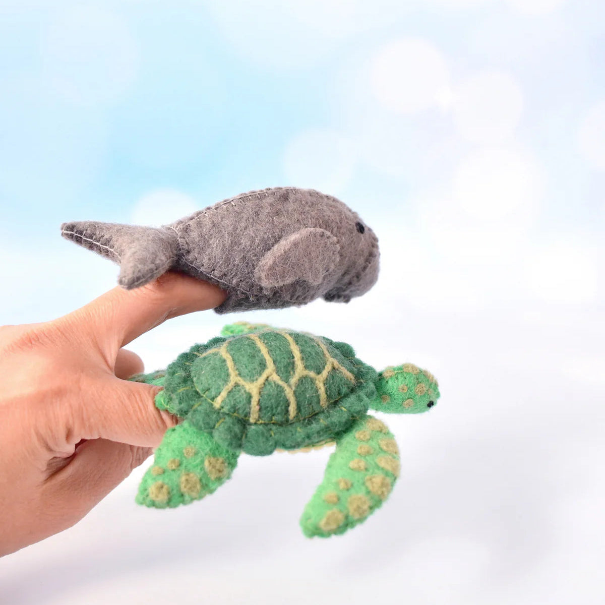 Felt Waru & Ghangal-Sea Turtle & Dugong Finger Puppet Set