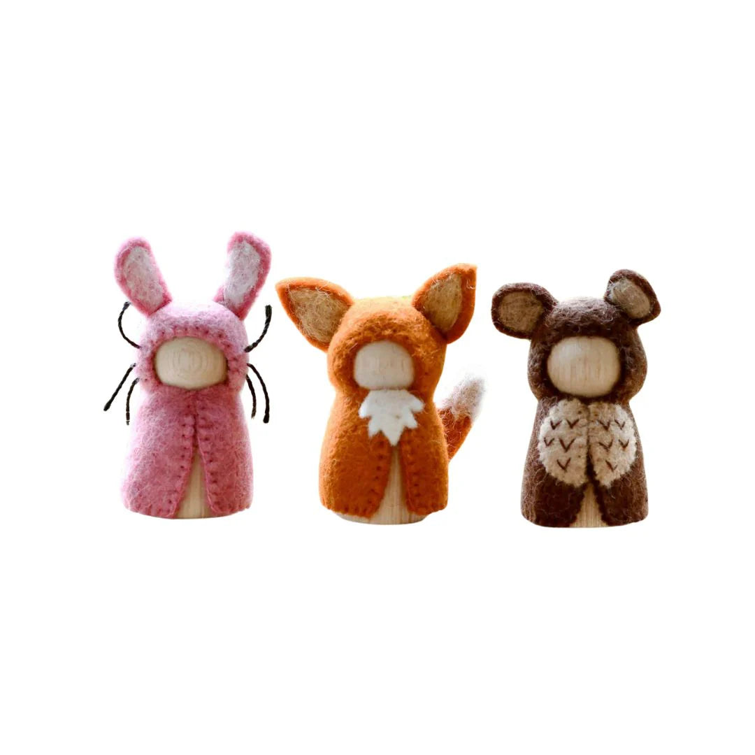 Felt Peg Dolls-Bear, Rabbit & Fox!