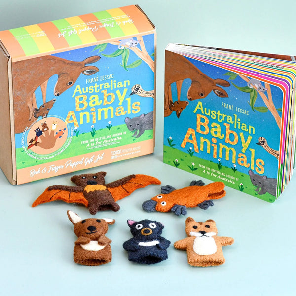 Felt Australian Animals Finger Puppets & Book Set