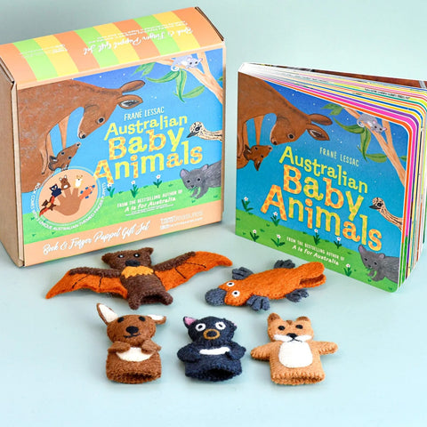 Felt Australian Animals Finger Puppets & Book Set