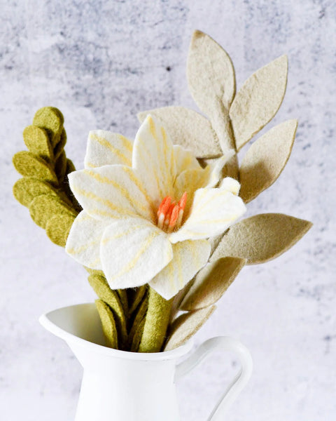 Felt Wildflower White Stem