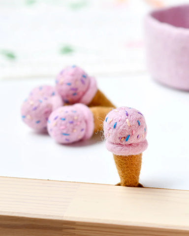 Felt Ice Cream Pink with Sprinkles