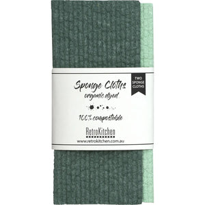 Retro Kitchen Organic Dyed Sponge Cloth Set-Forest