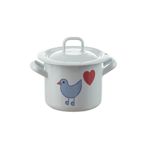 Muender Enamel Small High Pot with Bird
