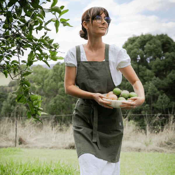 Seed & Sprout Hemp Apron-Olive