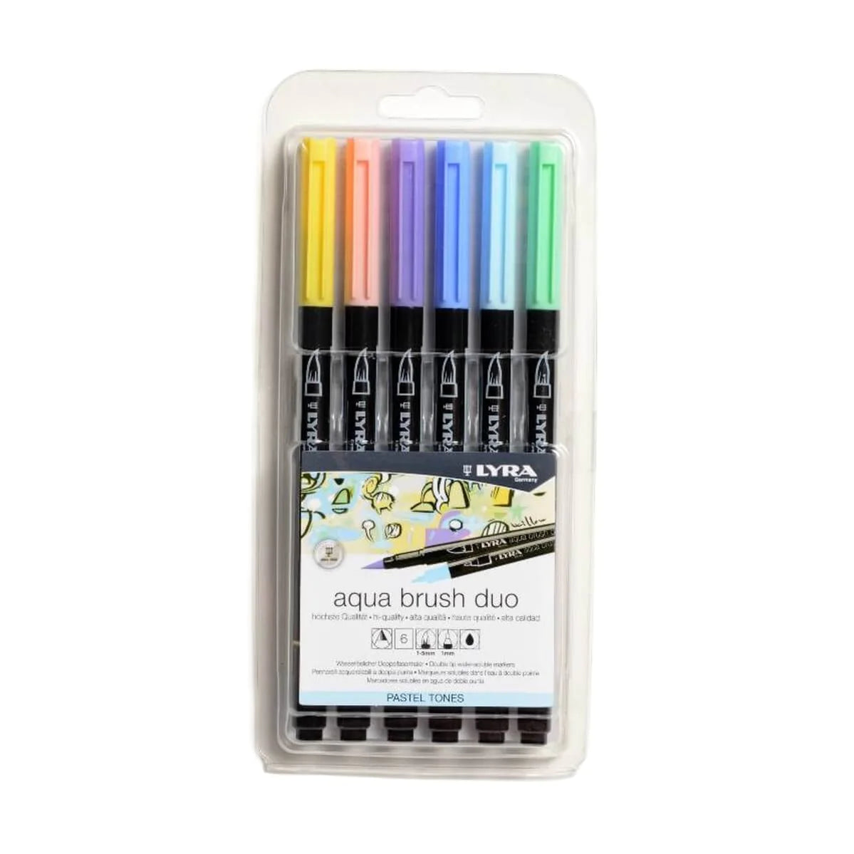 Lyra Aqua Brush Duo Set of 6 Pastel Colour Marker Pens