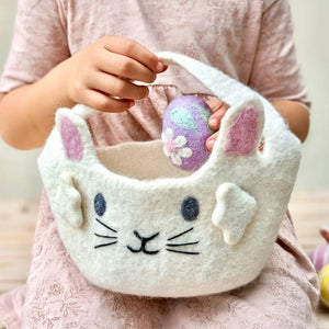 Felt Easter Egg Hunt Basket-White Bunny