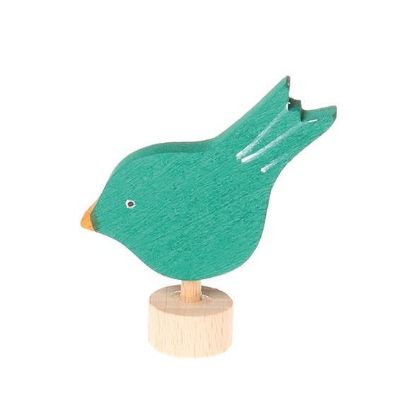 Grimm's Candle Holder Decoration-Green Pecking Bird