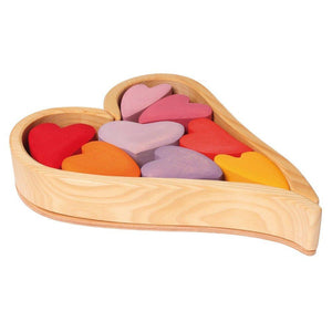 Grimm's Wooden Hearts Shaped Blocks-Red